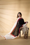 Black/White - Pochampally double Ikat cotton dupatta