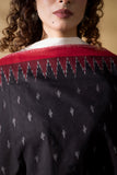Black/White - Pochampally double Ikat cotton dupatta