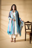 Black/Blue - Pochampally double Ikat cotton dupatta