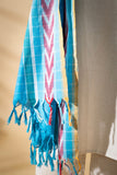 Black/Blue - Pochampally double Ikat cotton dupatta