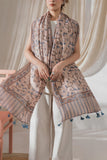 Cream - Ajrakh Hand Block Printed - Handloom Cotton Stole