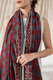 Red - Ajrakh Hand Block Printed - Handloom Cotton Stole