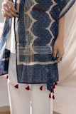Blue - Ajrakh Hand Block Printed - Handloom Cotton Stole