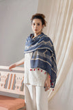 Blue - Ajrakh Hand Block Printed - Handloom Cotton Stole
