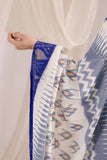 Pochampally Double Ikat Cotton Handloom Saree - Blue/White
