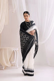 Pochampally Double Ikat Cotton Handloom Saree - Black/White