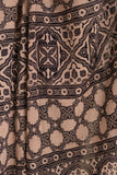Pure Mul Cotton Ajrakh Hand Block Saree - Black/Brown