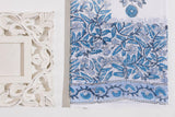 White/Blue Pure Cotton Mul Hand Block Saree