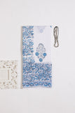 White/Blue Pure Cotton Mul Hand Block Saree
