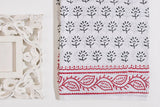 White/Red Pure Cotton Mul Hand Block Saree