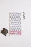 White/Red Pure Cotton Mul Hand Block Saree