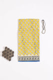 Lemon Yellow Pure Cotton Mul Hand Block Saree