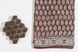 Maroon Pure Cotton Mul Hand Block Saree
