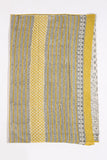 Ivory/Lemon Yellow Pure Cotton Mul Hand Block Saree
