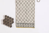 Ivory/Lemon Yellow Pure Cotton Mul Hand Block Saree
