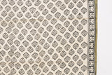 Ivory/Mehndi Pure Cotton Mul Hand Block Saree