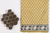 Lemon Yellow Pure Cotton Mul Hand Block Saree