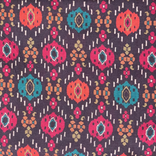 Cotton Lawn Printed Fabric - Ikat - Multicolor