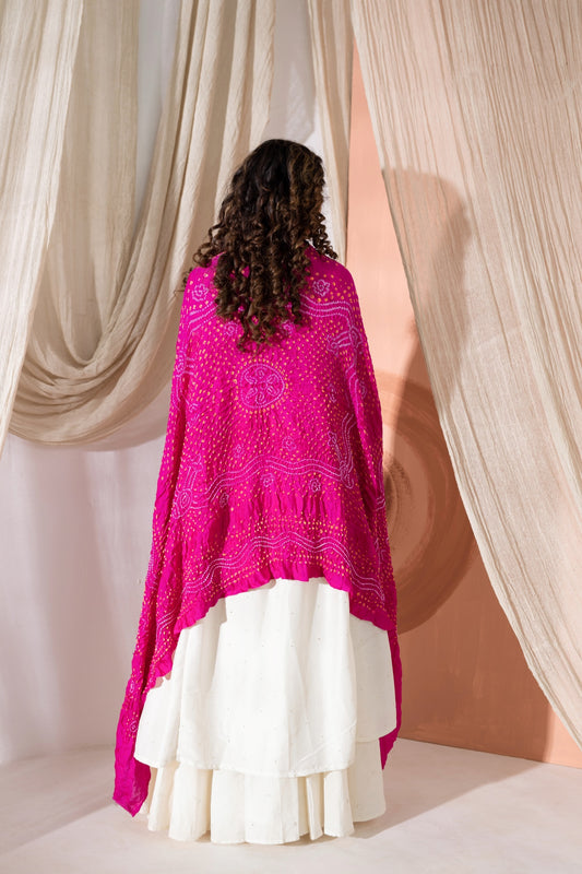Maharani Pink Pure Gaji Silk Bandhani Dupatta