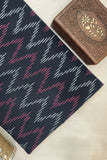 Pure Cotton Ikat Weaved Fabric - Black