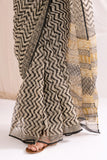 Black - Kota Doria Bagru Hand Block Printed Saree