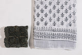 White Linen Hand Block Saree