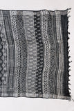 Black Linen Hand Block Saree