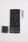 Black Linen Hand Block Saree