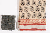 Red Linen Hand Block Saree
