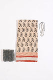 Red Linen Hand Block Saree