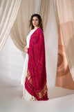 Maharani Pink - Pure Modal Silk Bandhani Barbag Dupatta with Zari Lagdi Patta