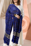 Royal Blue - Pure Modal Silk Bandhani Barbag Dupatta with Zari Lagdi Patta