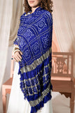 Royal Blue - Pure Modal Silk Bandhani Checks Pallu Dupatta with Zari Lagdi Patta