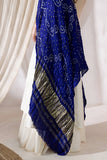 Royal Blue - Pure Modal Silk Lehriya Bandhani Dupatta with Zari Lagdi Patta