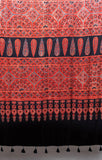 Ajrakh Hand Block Printed Modal Silk Saree - Red