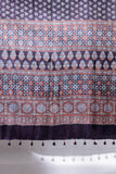 Ajrakh Hand Block Printed Modal Silk Saree - Black/Maroon
