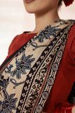 Beige/Blue Modal Silk Ajrakh Hand Block Printed Saree with Lagdi Patta