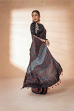 Blue Modal Silk Ajrakh Hand Block Printed Saree