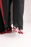 Pure Mul Cotton Handloom Contrast Color Border Saree - Black/Maroon