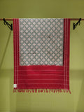 Pure Cotton Ikat Handloom Dupatta - Red/Grey - Vastra Raag