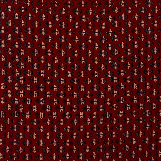 Pure Cotton Hand Block Ajrakh Printed Fabric - Small Butti - Red/Blue