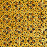 Pure Cotton Hand Block Ajrakh Printed Fabric - Floral Geometrical - Mustard Yellow