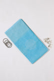 Aqua Blue - Kota Doria Bagru Hand Block Printed Saree