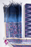 Pure Cotton Ikat Weaved Hand Block Printed 3 PC Suit with Kota Doria Dupatta - Indigo Blue - Vastra Raag