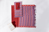 Pure Cotton Ikat Weaved 3 Piece Suit Piece - Blue/Red - Vastra Raag