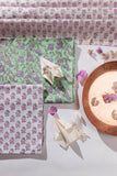 Pure Chanderi Silk Hand Block Printed 3 PC Suit - Green/Pink - Vastra Raag