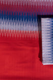 Pure Cotton Ikat Weaved 3 Piece Suit Piece - Blue/Red - Vastra Raag