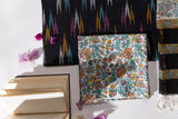 Pure Cotton Ikat Weaved Hand Block Printed 3 PC Suit with Kota Doria Dupatta - Black - Vastra Raag
