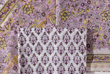 Pure Chanderi Silk Hand Block Printed 3 PC Suit - Pink/Yellow - Vastra Raag