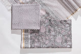 Pure Chanderi Silk Hand Block Printed 3 PC Suit - Grey - Vastra Raag